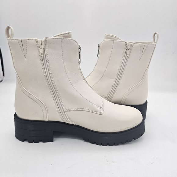 NIB New York & Company Allie Womens White Block Heel Lug Sole Zip Up Boot 10 - Picture 5 of 12